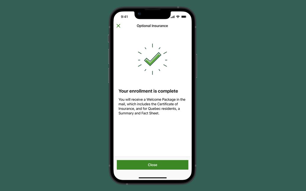 Your enrollment is complete confirmation screen